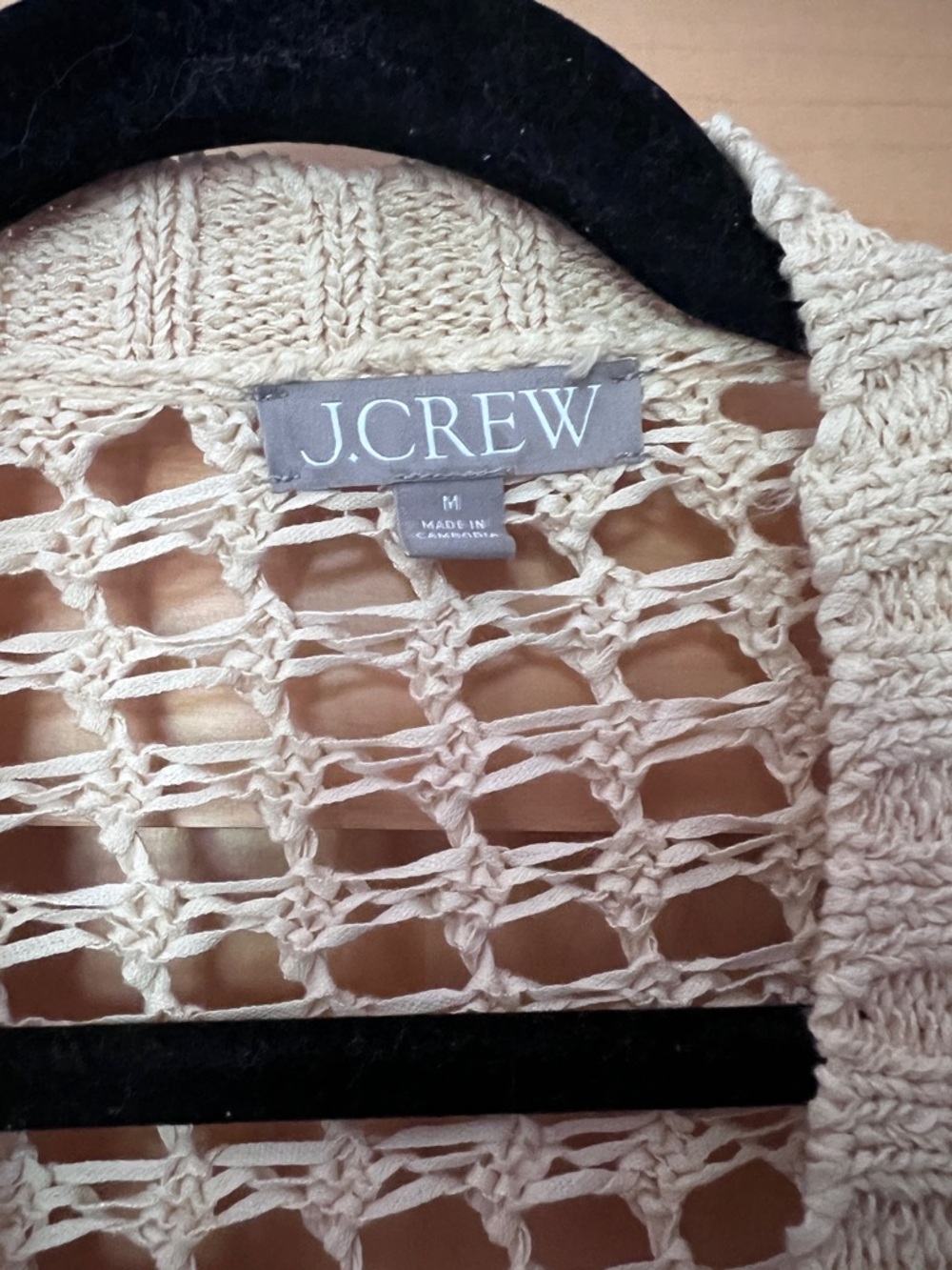 J. Crew Cream Open-Weave Button Cardigan - Picture 3 of 3